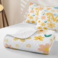 thumbnail image 4 of meiyoeat Floral Letter M Quilt Full for Girls, Spring Daisy Groovy Full Bedspread Sets for Bedroom, Multicolor, 3pcs, 1 Comforter and 2 Pillowcases, 4 of 7