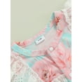thumbnail image 5 of Baby Girl Short Sleeve Jumpsuit Floral Print Snap On One-piece Romper with Lace Trim, 5 of 7