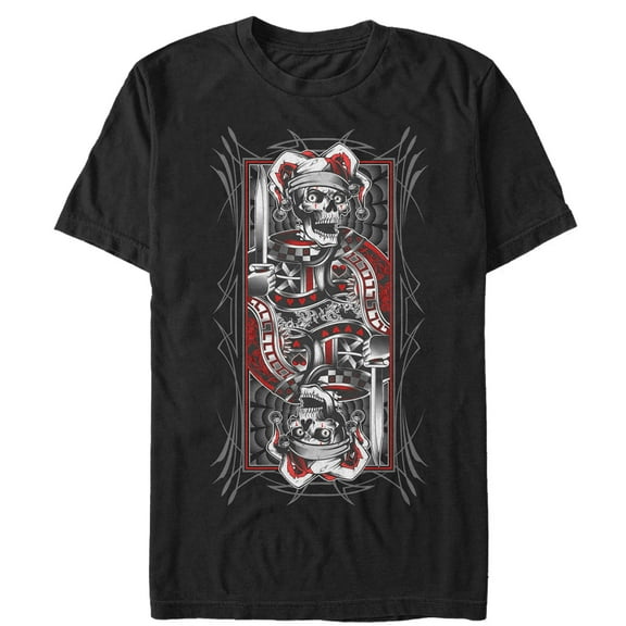 Men's Lost Gods Death Joker Playing Card Graphic Tee Black Medium