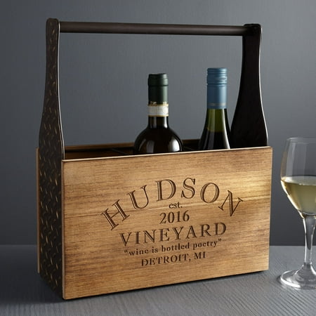 Personalized RedEnvelope Modern Vineyard Wood Wine