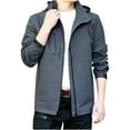 thumbnail image 2 of LSLJS Veste Extérieure à Capuche Manteau pour Hommes à Manches Longues Décontracté & Vestes (Gris Foncé, TTTG), 2 of 3