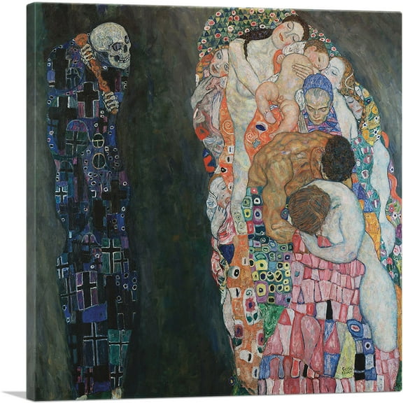 ARTCANVAS Death and Life 1910 Canvas Art Print by Gustav Klimt - Size: 18" x 18" (0.75" Deep)
