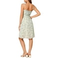 thumbnail image 3 of Vestido de verano sin mangas con escote en V y lazo para mujer INSPIRE CHIC, estampado floral, corte acampanado, verde claro, talla L, 3 of 7