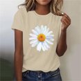 thumbnail image 2 of HAPIMO Women' Plus Size Fashion Clothes Flower Graphic Crew Neck Tees Elegant Blouses Casual Loose Bsaic Tees Summer Tops for Women Dressy Tunic Beige S, 2 of 4