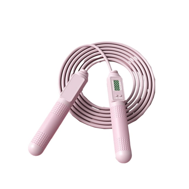 fastboy PVC Jump Rope Portable Replacement Digital Nonslip Handle Indoor Outdoor Ergonomic Quiet Running Jumping Ropes Pink Cord