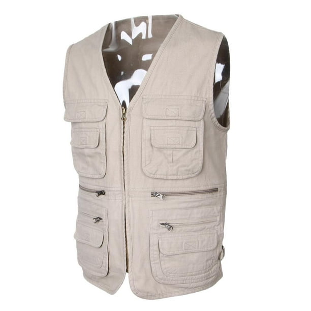 Cotton Zipper Waistcoat Outdoor Jacket Fishing Photography Vest