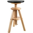 thumbnail image 5 of eHemco Swivel Solid Wood Adjustable Bar Stool, 18.9 to 25.2 Inches, Natural Base with Black Top, 5 of 7