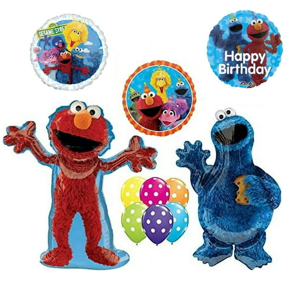 Sesame Street Elmo Cookie Monster Happy Birthday Party Balloons Decorations