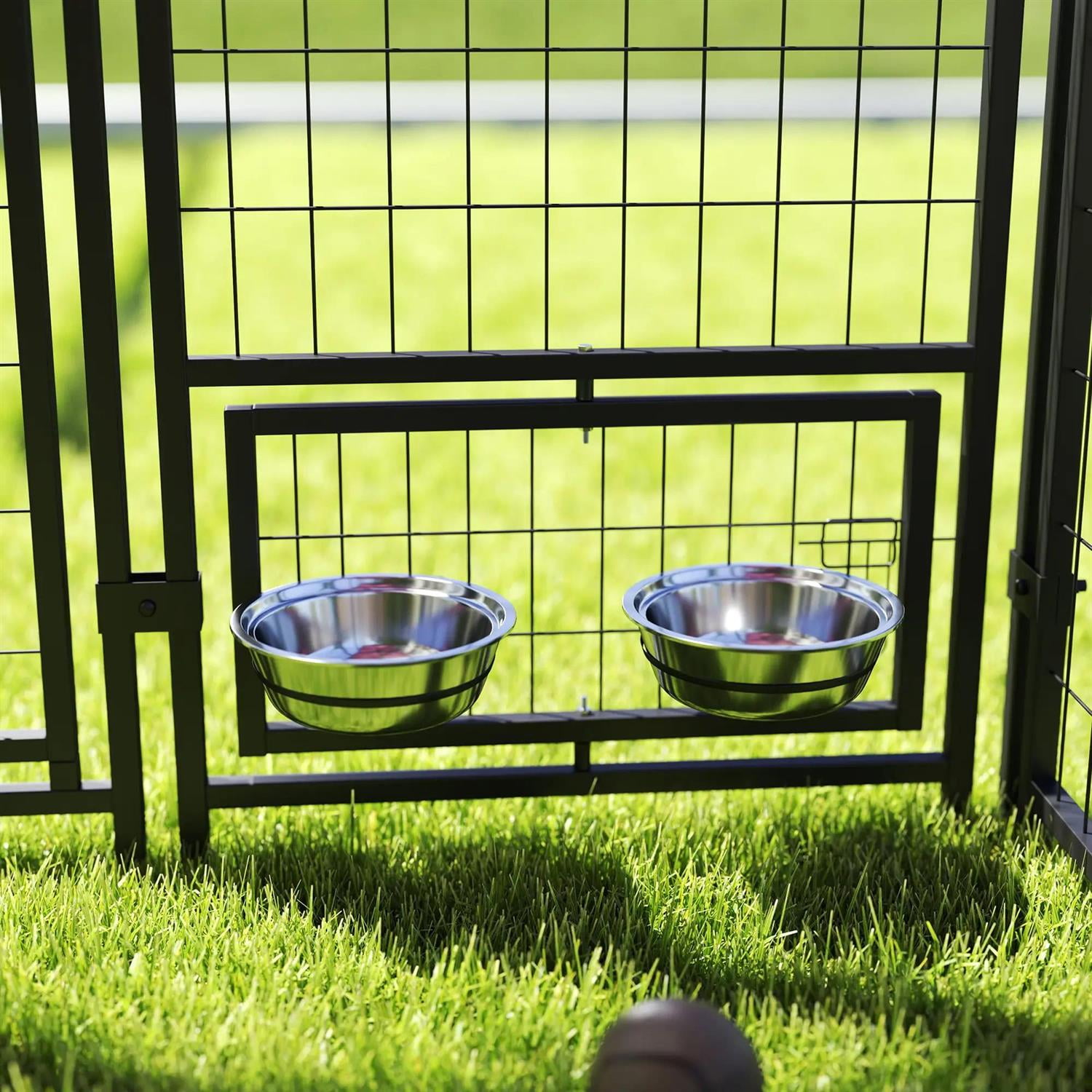 Pefilos 94" Outdoor Dog Kennel with Rotating Bowl Holders, Dog House Pet Playpen with Waterproof Cover for Large Dogs, Green