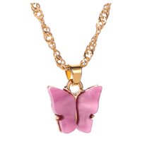 Guodhu Butterfly Necklace Bohemian Retro Chain Friendship Necklace for Women Good Luck Pendant Chain Necklace