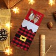 thumbnail image 3 of Sunjoy Tech 4Pcs Christmas Cutlery Bag Santa Claus Belt Red Black Plaid Rectangle Reusable Dining Table Decoration Xmas Tableware Utensil Cutter Fork Holder Pouch, 3 of 7