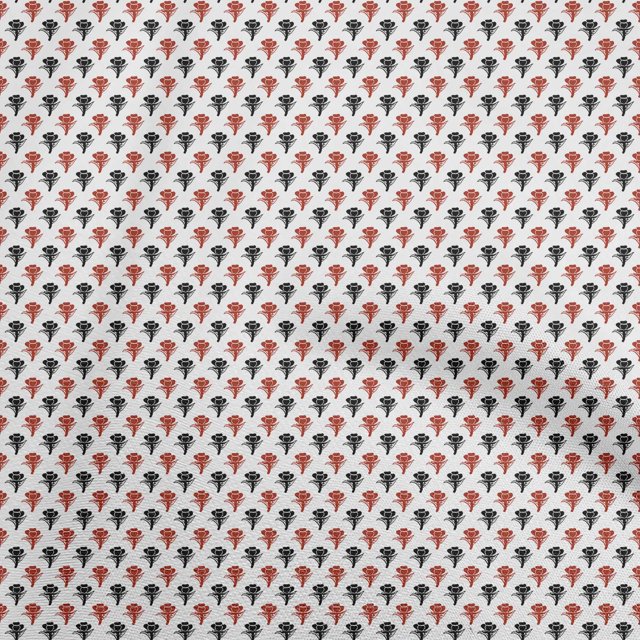 oneOone Polyester Spandex Maroon Fabric Asian Floral Block Sewing Material Print Fabric By The Yard 56 Inch Wide