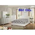 thumbnail image 3 of Full Size Bed White Faux Leather Tufted Upholstered Headboard Platform Bed 1pc Set Gorgeous Contemporary Bedroom Furniture, 3 of 5