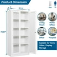thumbnail image 3 of Display Cabinet-71 Inches 4 Adjustable Shelves Curio Cabinets with Locking Glass Doors Display Case for Collectibles, Cosmetics, Hydroponics, Books (White,Assemble Required), 3 of 14