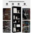 thumbnail image 5 of Bookshelf and Bookcase, Floor Standing 5-Tier Display Storage Shelves for Living Room, Home Office, and Bedrooms, Black, 5 of 6