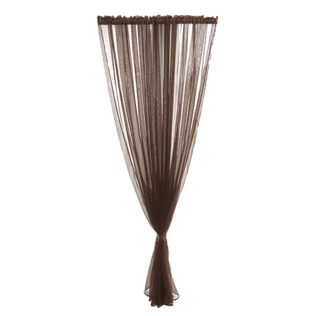 QIDESHIP Rideau Trinitrine Coloré, Panneau Unique, Style Tringle, 200X100Cm H X L, Couleur Café, Rideaux en Polyester Polyester, 1X un Rideau, Rideau Transparent Feuilles Tulle Voile de Fenêtre Drapé Cantonnière 1