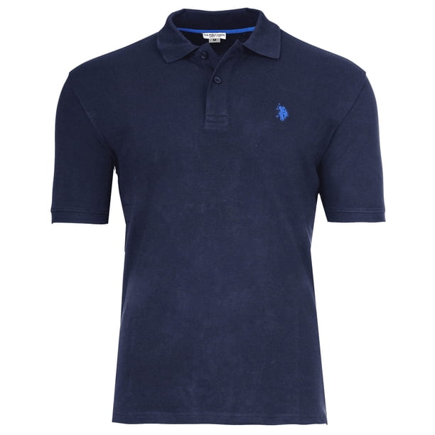 U.S. POLO ASSN. Polo de hombre - Piquet, logotipo bordado, algodón elástico Azul marino L (Large)