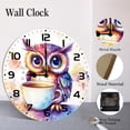 thumbnail image 4 of ZXCXRQFa Clock Owl Coffee Wall Clock Vintage Battery Operated Silent Non Ticking Round Wooden Wall Clocks Decorative for Kitchen Living Room Bedroom Office Garden Outdoor 10 Inch, 4 of 7