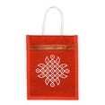 thumbnail image 4 of ATOTE Thamboolam Kolam Art Return Gift Bags, Multicolor Jute Bags with Zipper for Weddings, Pooja & Birthdays, Red, Set of 2 Pcs, 4 of 4