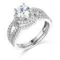 thumbnail image 2 of Wellingsale Ladies Solid 14k White Gold Polished CZ Cubic Zirconia Round Cut Engagement Ring with Side Stones - Size 5.5, 2 of 6