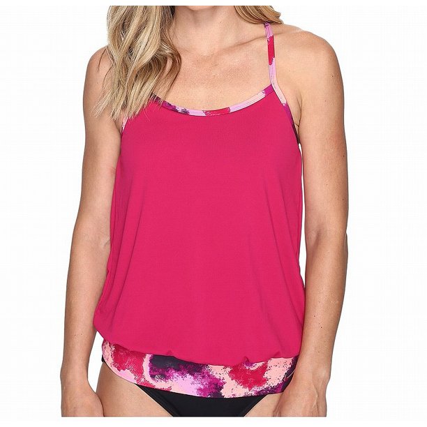 Nike Nike NEW Hot Pink Womens Size XL Ruffled Printed Tankini Top