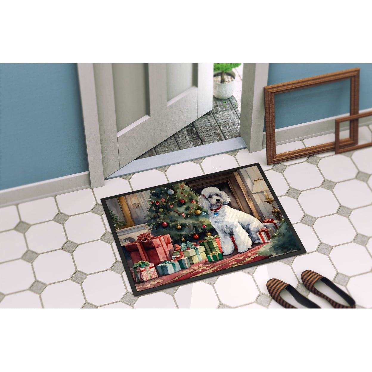 Carolines Treasures DAC2728MAT 0.15 x 18 x 27 in. Poodle Cozy Christmas Doormat