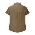 thumbnail image 6 of Craaazy Women's Relaxed Fit Collared Blouse, Solid Color Short Sleeve Button Down Top, Loose Comfy Cotton Casual Shirt with Pockets for Summer Gifts, 6 of 6