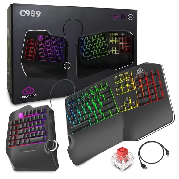 Teclado mecánico ergonómico Cloud Nine C989 Kailh Rojo