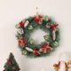 thumbnail image 5 of Adornos navideños, corona de flores para puerta de entrada, aldaba navideña para interior y exterior, con lazo de piñas y frutos rojos, de plástico., 5 of 6