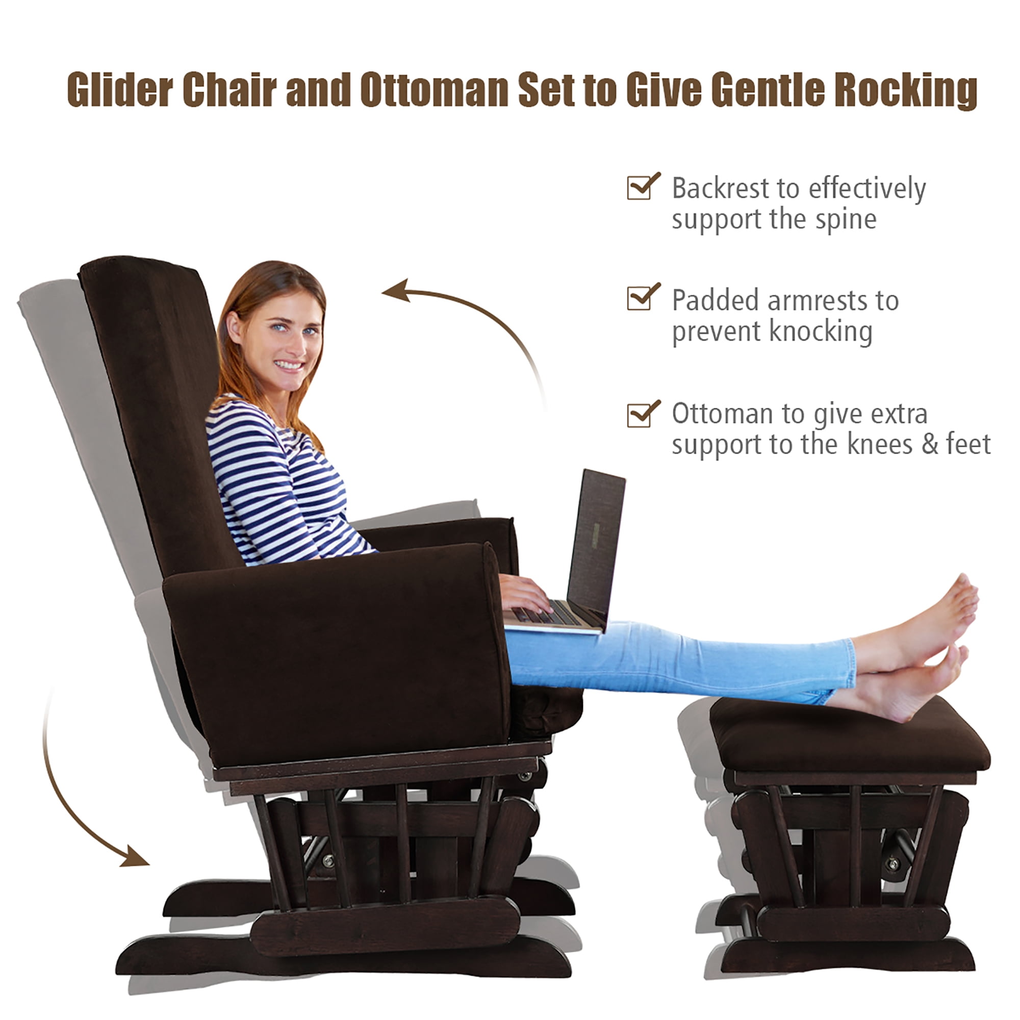 pink glider and ottoman set