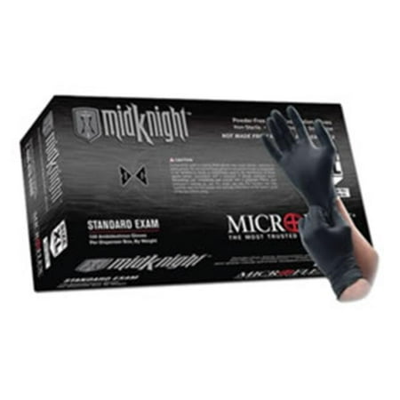 Microflex MFXMK296L MIDKNIGHT Black NITRILE Gloves- Large- 100 Per Box