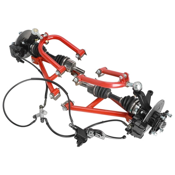 Go Kart Rear Drive CV Axle Shaft Assembly with Suspension Swingarm, Steering Spindles, Wheel Hubs, Tie Rod Ends for 4WD 4 Wheel Drive Karting ATV UTV Quad Buggy Golf Cart Upgrade Conversion