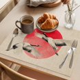 thumbnail image 3 of Vintage Birds Red Sun Placemats Set of 4 Retro Art Animals Rustic Place Mats Indoor Wipeable Table Mats Washable Cloth Dining Table Placemats for Kitchen Holiday Party Home Decor 13x19 Inch, 3 of 9