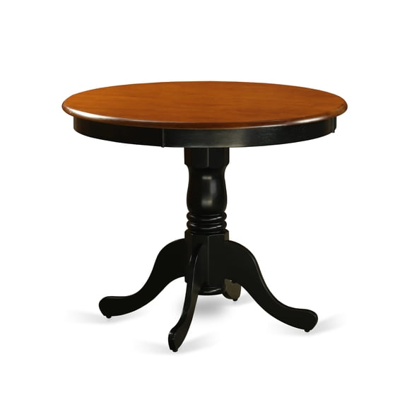 East West Furniture  Dining Room Table Set Contains a Round Wooden Table and Kitchen Dining Chairs, Black & Cherry(Pieces Option) ANDO5-BCH-W 5-Piece