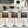 thumbnail image 2 of LiviNest Silver Glass Table Lamp with USB Charging: Modern 3-Color Temperature Bedside Lamp for Home Office - Dual USB A+C Ports Black Linen Shade LED Bulbs Included, 2 of 6