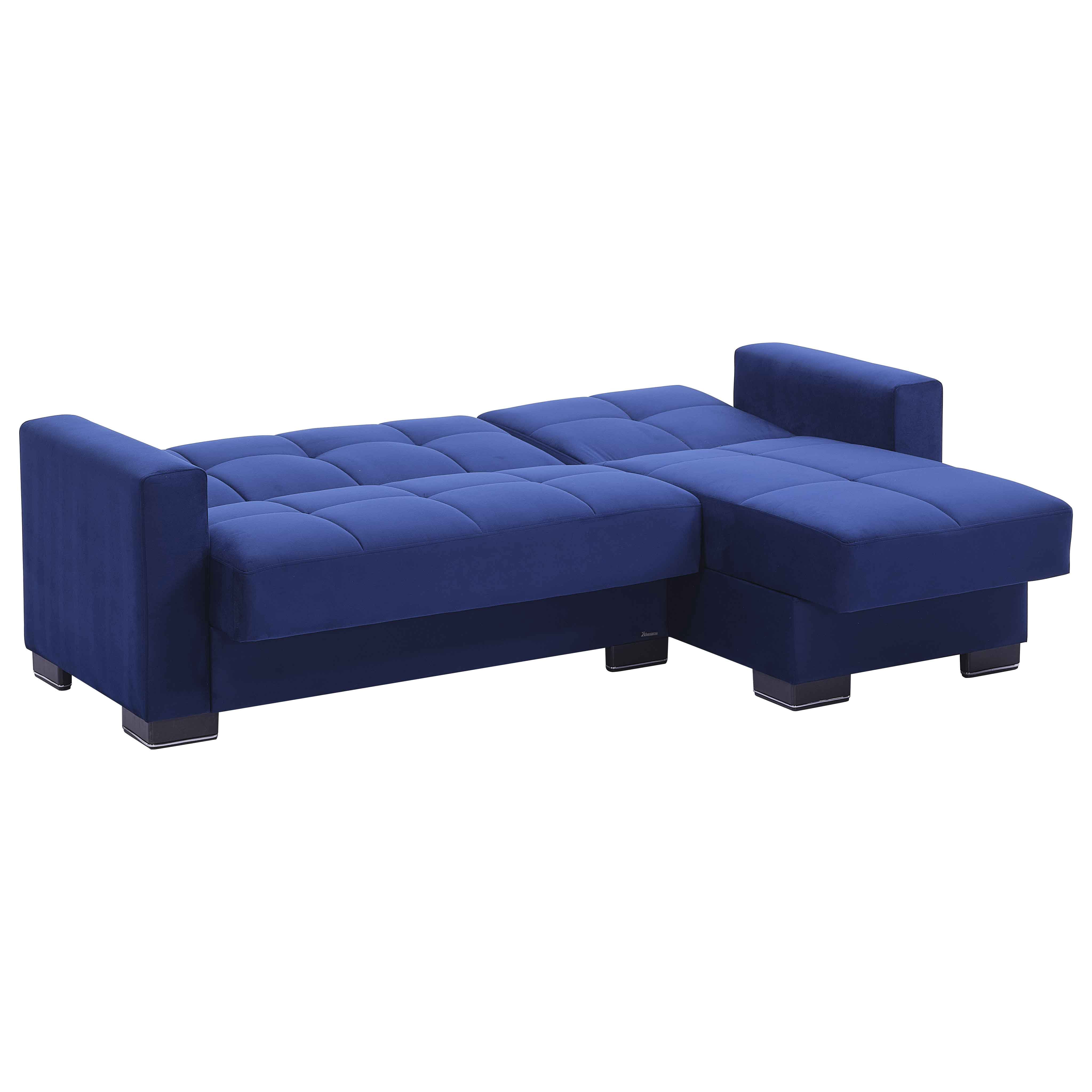 Ottomanson Origins Convertible L-Shaped Sectional Sofa, Blue Microfiber