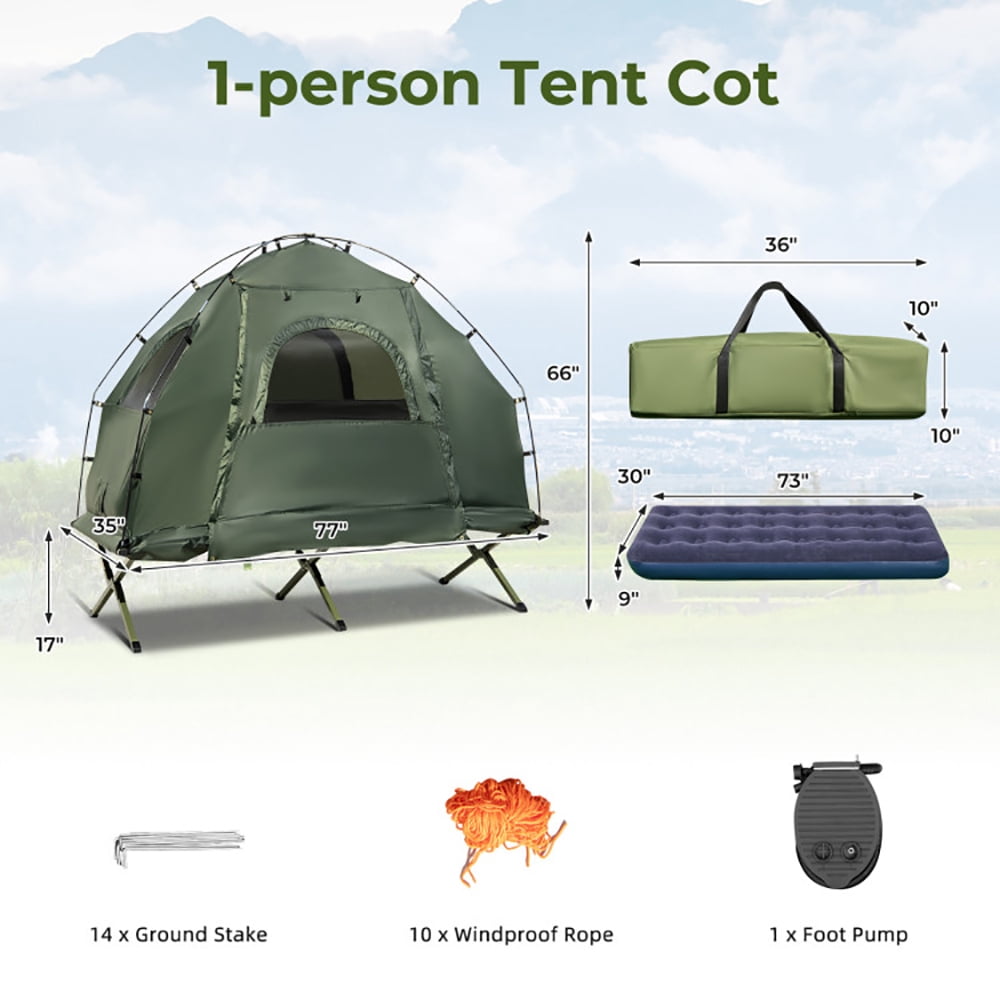 Barara King 1-Person Folding Camping Tent with Parasol