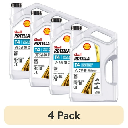 (4 pack) Shell Rotella T4 Triple Protection 15W-40 Diesel Engine Oil, 1 Gallon
