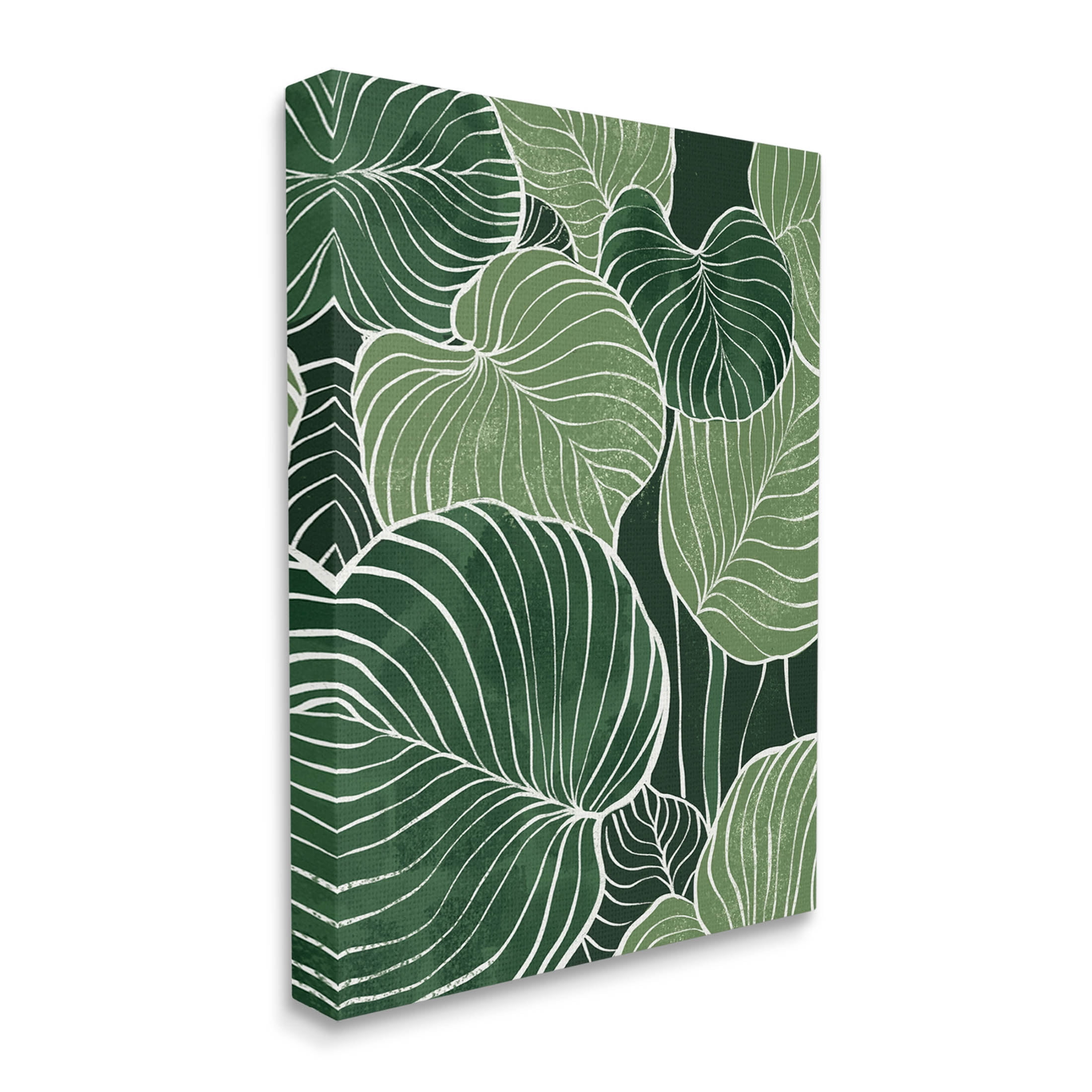 Layered Green Leaf Nature Botanical & Floral Graphic Art Gallery Wrapped Canvas Print Wall Art