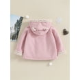 thumbnail image 3 of Bagilaanoe Little Girl Hooded Jacket Toddler Corduroy Long Hoodie Cardigan Coat 4T 5T 6T 7T Kids Spring Fall Warm Outwear, 3 of 9