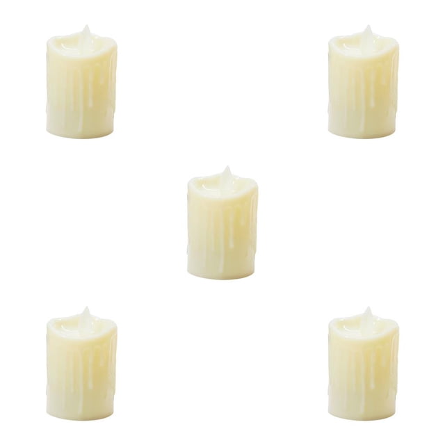 Matsuzay Lámpara de de decoración LED sin llama de luz de té de plástico eléctrico con luz de vela, superficie acanalada, beige Lágrimas Beige 5piezas Matsuzay CBP155246