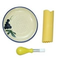 thumbnail image 4 of COOKS INNOVATIONS Ceramic Grater Plate 3 Piece Set - Grater, Peeler, & Brush - Beautiful Garlic Design - Red & Yellow, 4 of 4