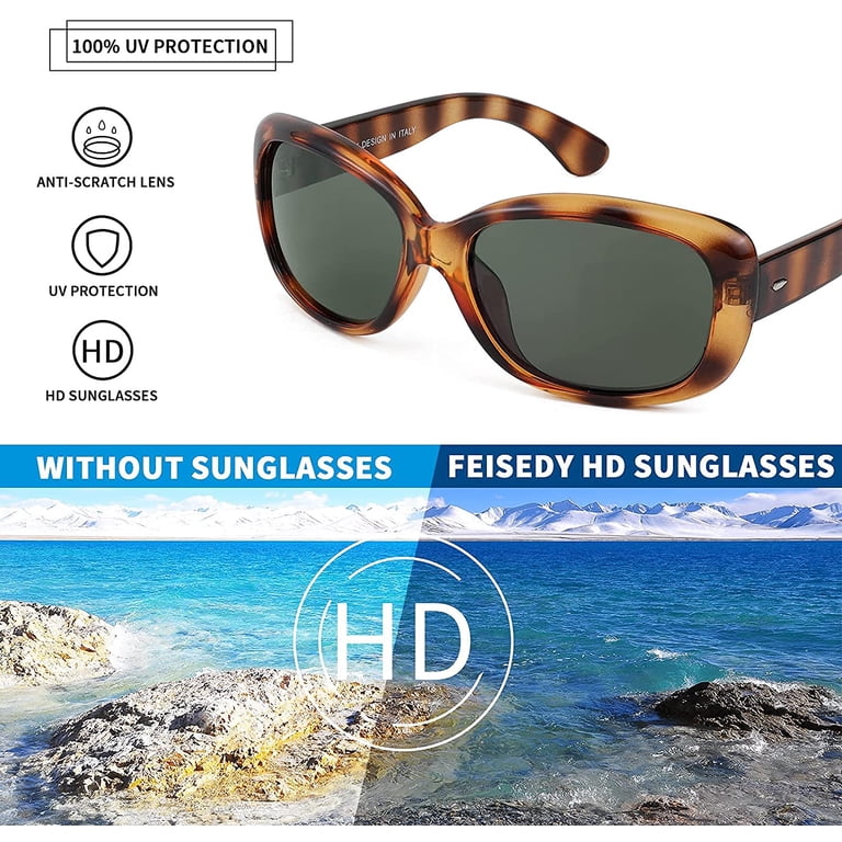 FEISEDY Vintage Square Polarized Sunglasses for Women Men  display picture 2