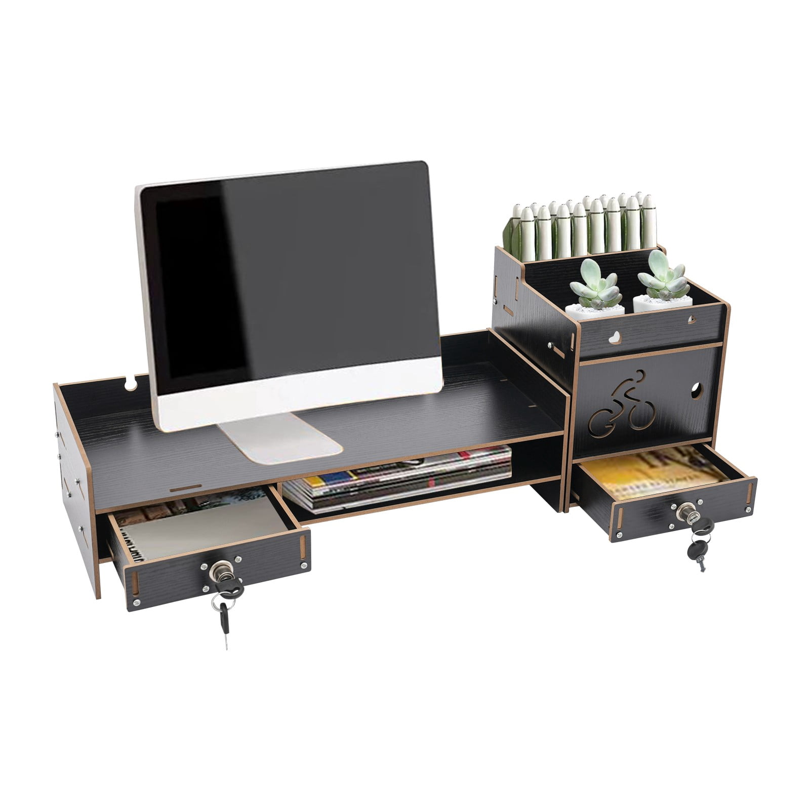 TFCFL Rectangle Desktop Monitor Stand Monitor Riser Computer Monitor Booster Stand with Storage Organizer