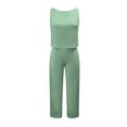 thumbnail image 2 of Bjutir Women Suit Fashion Comfortable Vest With Long Pants Solid Color Top Set Outfit Mint Green, 2 of 8