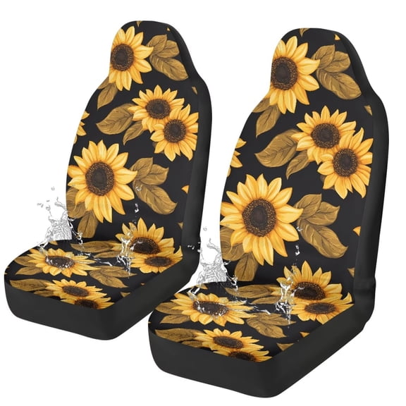 Yuyamidu Sunflowers Car Front Seat Covers Soft Front Seat Cover 2 Pcs Set Waterproof Auto Interior Accessories Universal Fit Most Cars