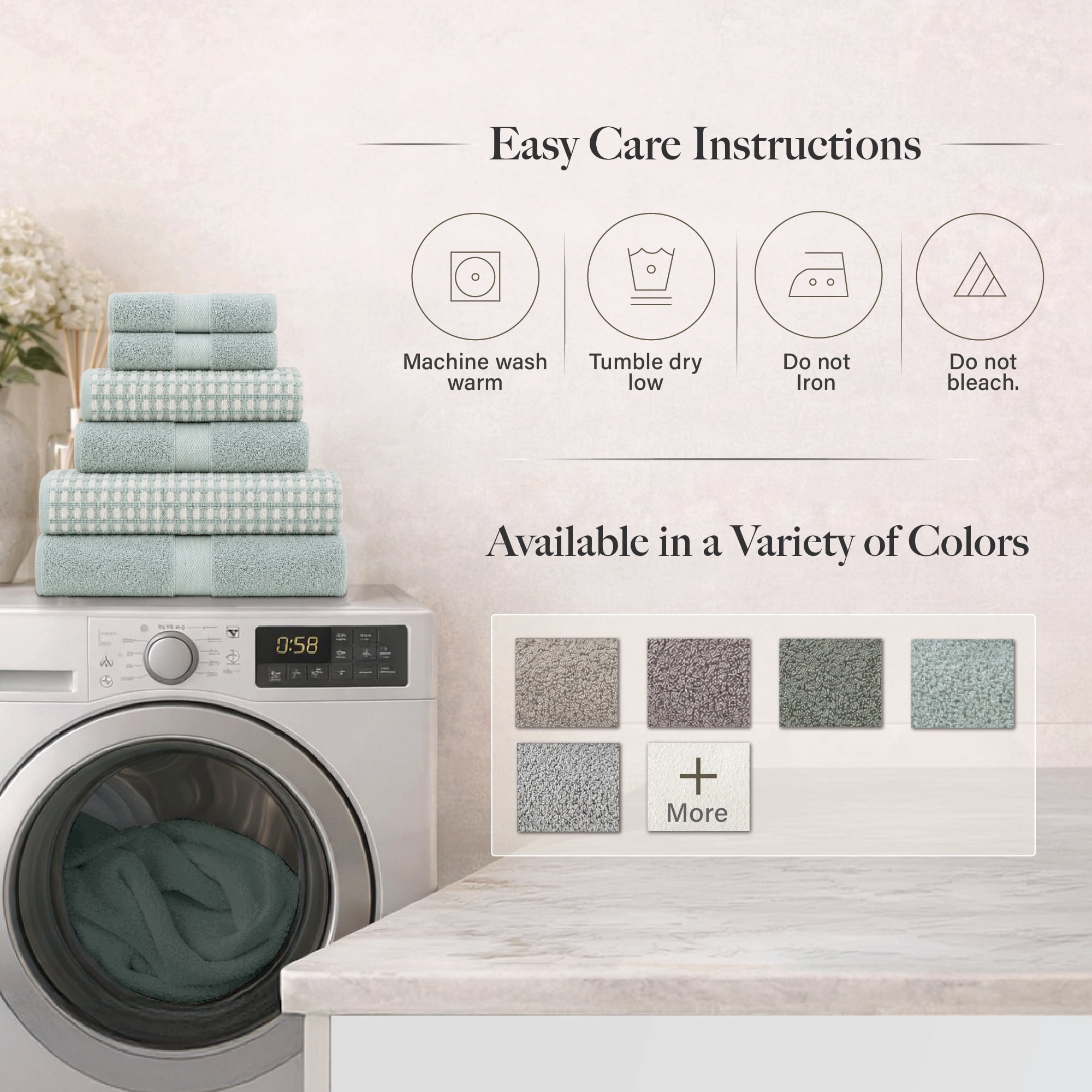 Modern Threads Cobblestone 6-Piece Cotton Adult Bath Towel Set, Blue