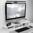 thumbnail image 4 of ROCDEER Bamboo Monitor Stand Riser with Acrylic Legs for Desk, 31.5 Inches Desktop Shelf Supports for PC Computer Monitor, Laptops, Printer, Speakers (White), 4 of 9