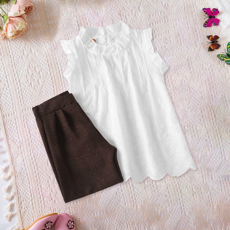 Spring Summer Girls Lace Flower Buble Sleeve Dress + Jean Straight Pants  Matching Set - Walmart.com