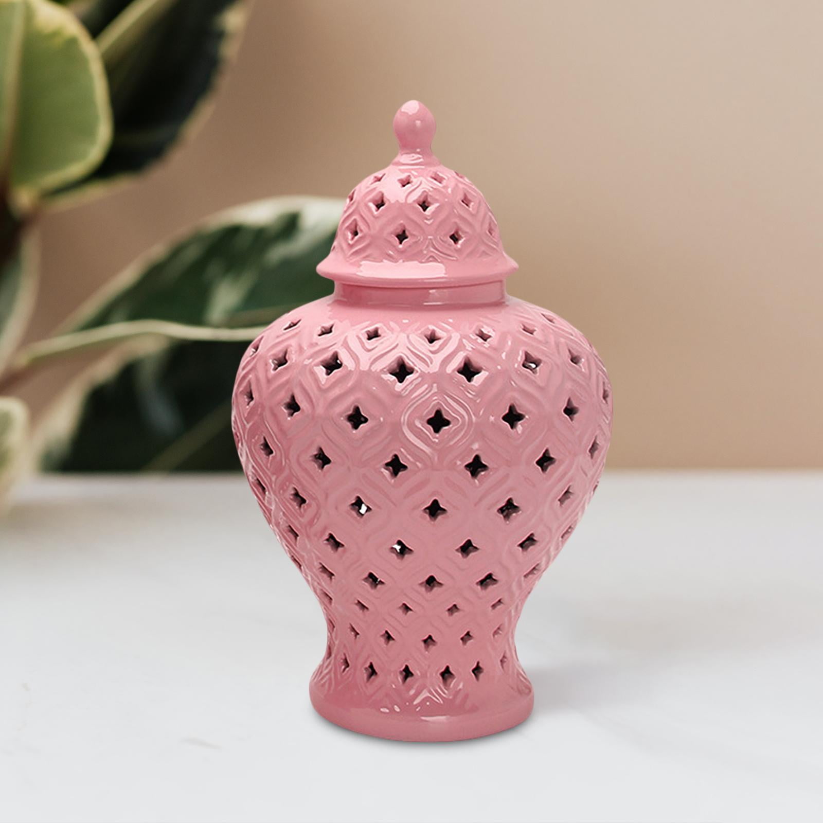 Ceramic Ginger Jar with Lid Decorative Display Jars Lattice Jar Crafts